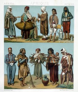 Popular costumes of Africa. Illustration in 