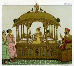 Throne of the Mugol emperors. Chromolithographic plate - in 