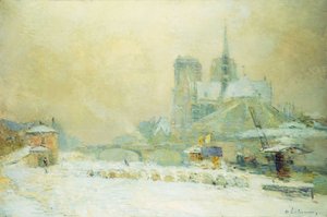 View of Notre Dame, Paris, from the Quai de la Tournelle: Snow Effect