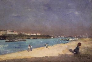 View of the Outskirts of Paris from the Pont National by Albert Charles Lebourg