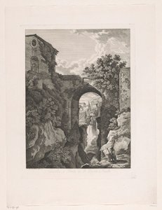 Waterfall at the San Rocco Bridge in Tivoli (series title: Picturesque Etched Prospects from Italy)