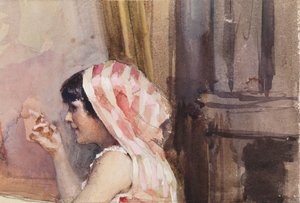 A Smoking Girl, Study from Spain by Albert Edelfelt
