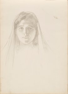 Aino Ackté as Alcestis, Sketch of the Face by Albert Edelfelt