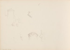Face Sketches, Savonlinna Tower by Albert Edelfelt