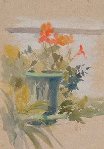Pelargoniums on the Terrace by Albert Edelfelt
