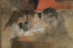 The Brandt Family Children (By the Lamp) by Albert Edelfelt