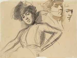 Three Studies for Portrait by Albert Edelfelt