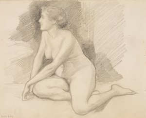 Sitting Nude by Albert Edelfelt