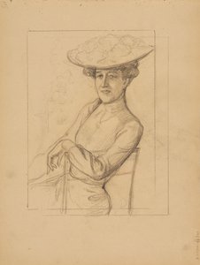 Sitting Woman with a Hat by Albert Edelfelt