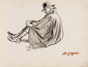Seated Man in a Cloak by Albert Edelfelt