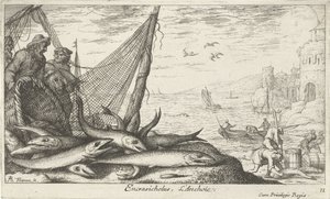 Anchovies by a Basket and Fishing Net