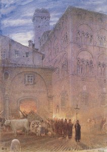 Lucca; Tuscany; Religious Procession; Cart; Cow by Albert Goodwin