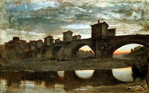 The Ponte alla Grecia, before Demolition, Florence by Albert Goodwin