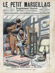 A Painter in an Attic Painting Still Lifes - Illustration by Albert Guillaume from 
