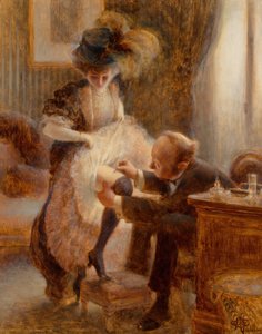 Lifting her petticoat