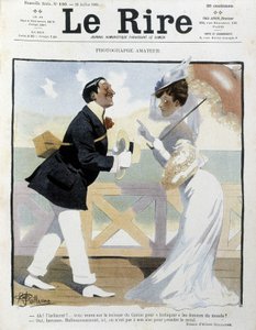 The amateur photographer - drawing by Albert Guillaume (1873-1942) in The Rire by Albert Guillaume