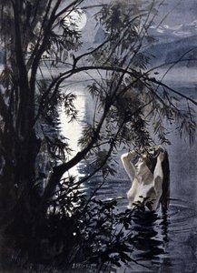 Representation of an ondine, aquatic nymph of Germanic mythology. Illustration by Albert Edelfelt (1854 - 1905).