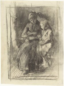 A Mother Reading with Her Little Daughter by Albert  Neuhuys