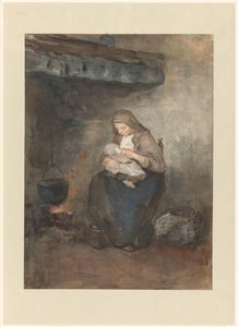 Mother Nursing Her Child by the Hearth by Albert  Neuhuys