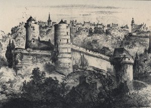 Chateau de Fougeres - Castle Fort in the Department of Ille-et-Vilaine. Old France - Brittany - Text, Drawings and Lithographs, by Albert Robida (undated end 19th century) by Albert Robida