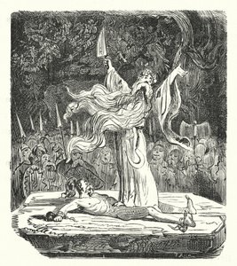 Druid carrying out a human sacrifice by Albert Robida