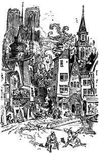 Giant Gargantua walks through Paris, sowing panic and destruction