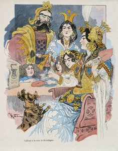 Gulliver at the Brobdignac Court - in Gulliver Voyages by Swift, illustrated by Robida