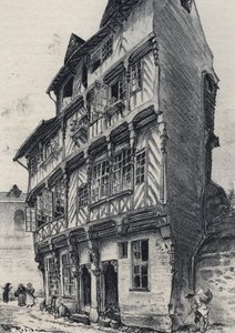 House rue Saint Guillaume in Rennes - Old France - Brittany - text, drawings and lithographs, by Albert Robida (1848-1926) undated end 19th century
