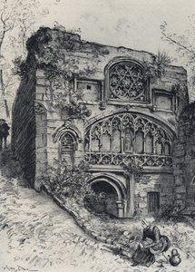 La Fontaine des Carmelites a Morlaix - La vieille France - La Bretagne - text, drawings and lithographs, by Albert Robida (1848-1926) by Albert Robida