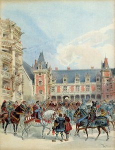 The Court of Francois I at the Royal Castle of Blois by Albert Robida