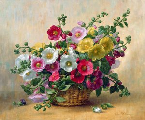 AB230 Hollyhocks in a Basket