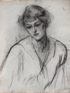 Half length portrait of a young girl, leaning forward, c.1910 by Albert de Belleroche