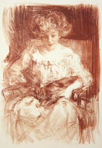 Mrs. H. V. Milbank at Ferby Lodge with Bebear by Albert de Belleroche
