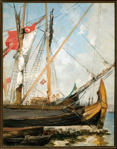 Sailboats on the Bosphorus in Turkey Painting by Alberto Pasini (1826-1899) 19th century Genes, Galleria d