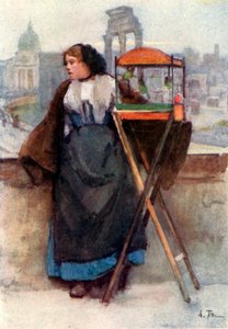 Girl selling birds in the Via del Campidoglio by Alberto Pisa