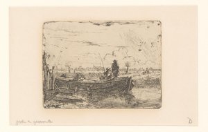 Polder Landscape with Two Men on a Boat