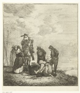 Fish Seller with Customers by the Beach