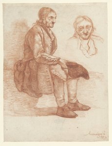 Seated Old Man, Facing Right, Head Repeated by Albertus Brondgeest