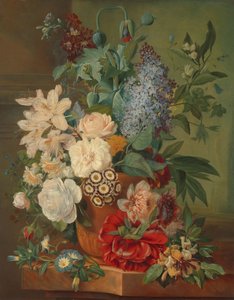 Flowers in a Terra Cotta Vase by Albertus Jonas Brandt