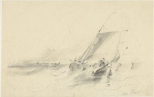 Seascape with Boat in Rough Water by Albertus van Beest