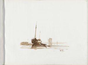 Sailing Ship Anchored off a Coast by Albertus van Beest