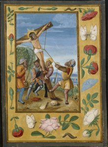 Leaf from a Book of Hours: The Raising of the Cross