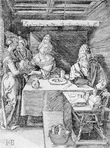 Salome presenting the head of the Baptist to Herodias, engraved by Jacob Binck (engraving)