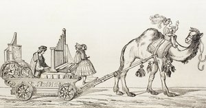 The Organist Paul Hoffaner Playing In A Carriage Drawn By A Camel (engraving) by Albrecht (after) Durer or Duerer