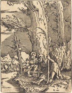 Saint Christopher Seated by a River Bank by Albrecht Altdorfer