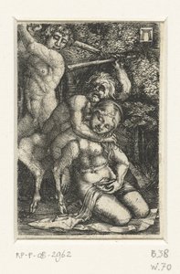 Satyr and a Man Fighting Over a Woman by Albrecht Altdorfer