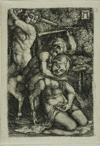 Two Satyrs Fighting Over a Nymph by Albrecht Altdorfer