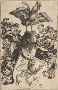 Coat of Arms with Lion and Rooster by Albrecht Dürer