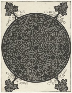 Embroidery sample with seven flower-shaped motifs