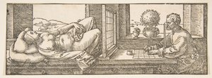Draughtsman Making a Perspective Drawing of a Reclining Woman by Albrecht Dürer